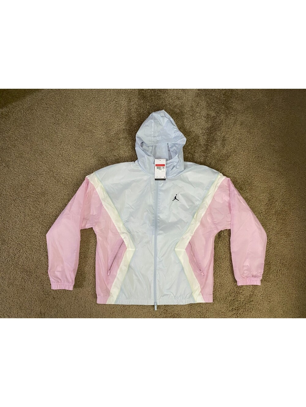 Jordan Brooklyn Draft Jacket Mens Large Pink Blue Mesh Lined Logo Full Zip